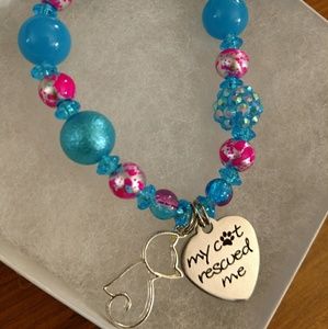 Pink & blue stretchy cat 🐈 rescue bracelet